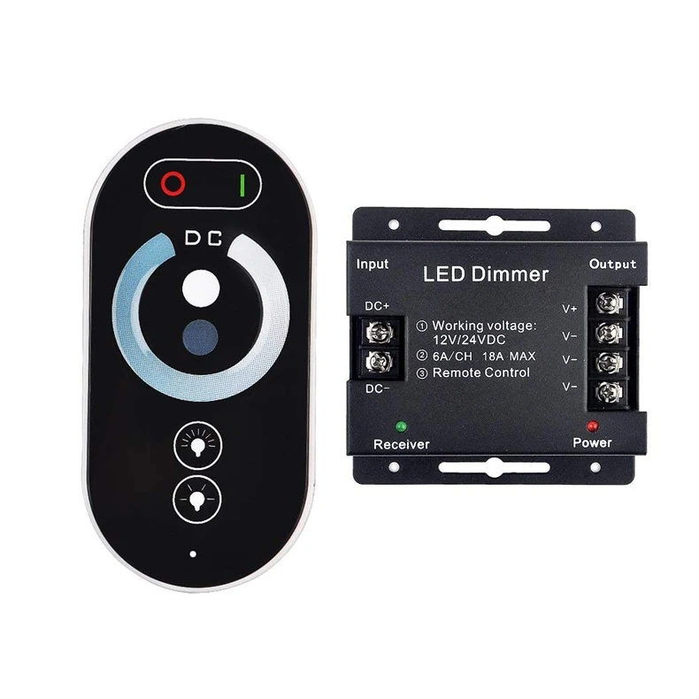 射频调光器开关DC 12V-24V脉宽调制发光二极管调光器滑动可调亮度开关