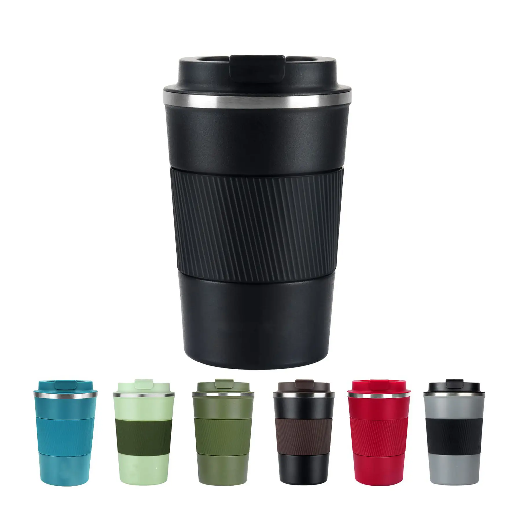 Wholesale 12oz 16oz Powder Coated Coffee Cup Double Wall Stainless Steel Thermos Travel Mugs wtih Lid Vulcanus