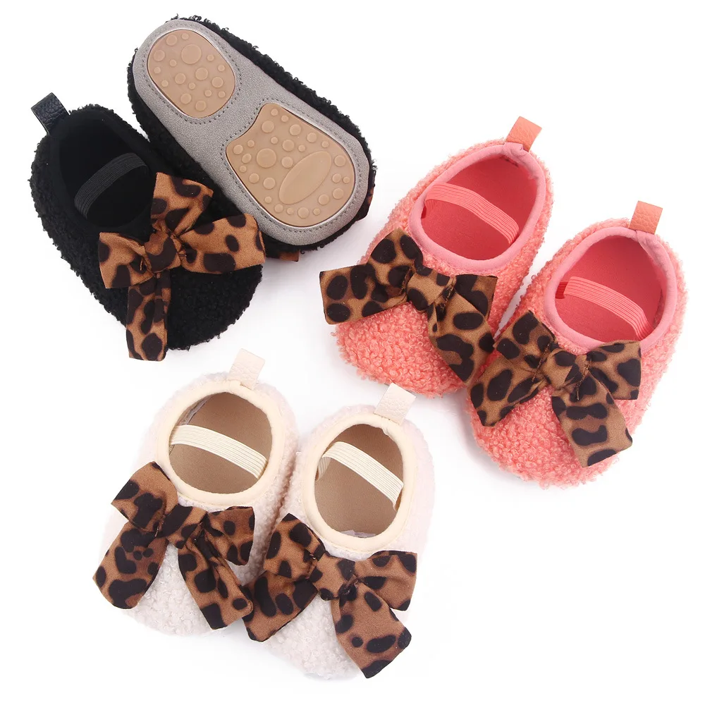 Baby Infant Toddler Girls Non Slip Rubber Soft Sole Plush Bow Slip on Mary Jane Dress Shoes Princes Shoes Gift details