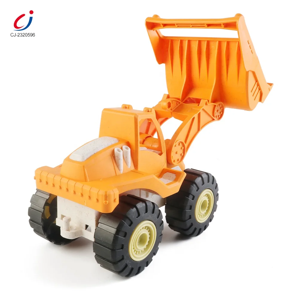 Chengji juguete wheat straw construction cartoon bulldozer slide toy truck educational engineering straw truck toy