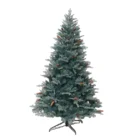 Leaves Glitter Luxury Blue Green Christmas Tree PE +PVC Leaves With Silver Glitter Decoration
