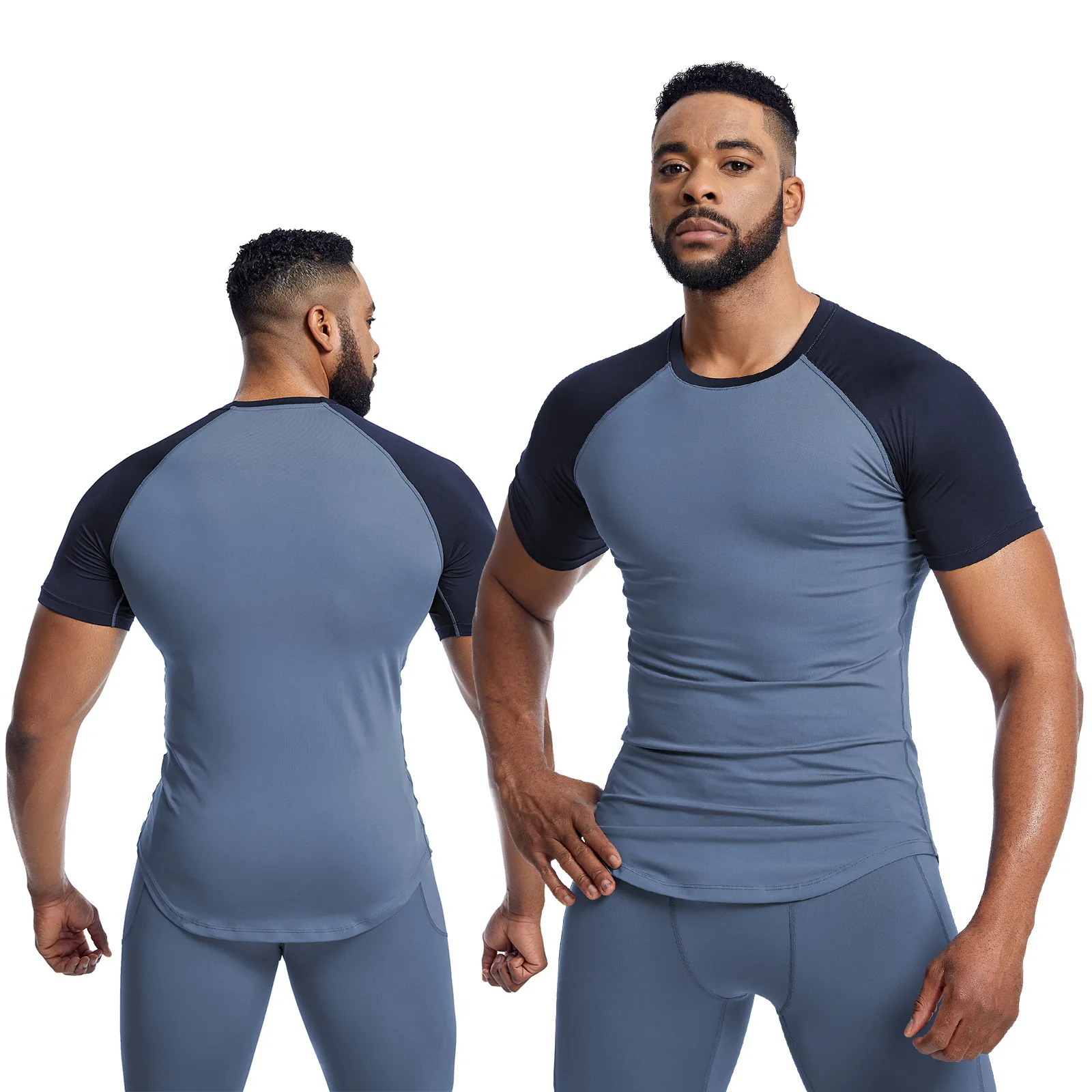 High Elastic Casual Breathable Men's T-shirts Quick Dry Sports Gym Fitness Bodysuit Sweat Basketball Running Training Yoga Wear