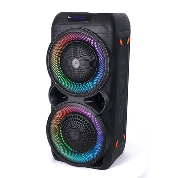 HOT Selling Dual 8 inch Wireless Portable Multimedia BT MEGA BASS With LED Lights Party Speaker For Karaoke speakers bluetooth