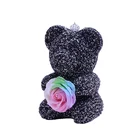 Multi Colour High Quality Customized Valentine's Day Christmas Gift 25cm Teddy Rose Bear Soap Flower Rose Diamond Bear