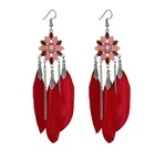 Earrings Newest Design Hot Selling Women's Beaded Feather Earrings Classic Chain Earrings