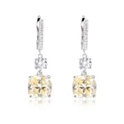 Earrings Earrings 925 Sterling Silver Customized Female Jewelry Yellow Cubic Zirconia Dangle Wedding Elegant Drop Earrings