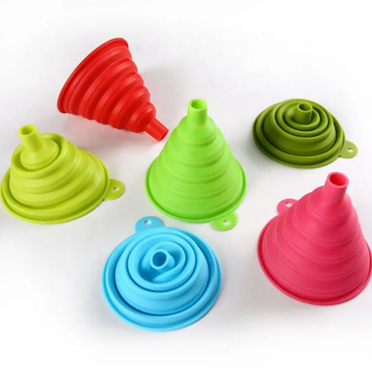 100% Food Grade Silicone Collapsible large Size Funnel Foldable Kitchen Funnel for Liquid Transfer