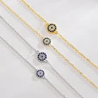 Sterling Silver Silver Fashion Factory 925 Sterling Silver Silver Chain Micro Pave Cz Evil Eye Bracelets