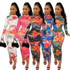 Dress Fall 2021 Women Clothes Long Sleeve Dress Casual Fashion Zipper Printing Maxi Dress
