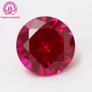 Wholesale gems large sizes loose corundum round cut synthetic red ruby 5# corundum stone price for women fine jewelry making