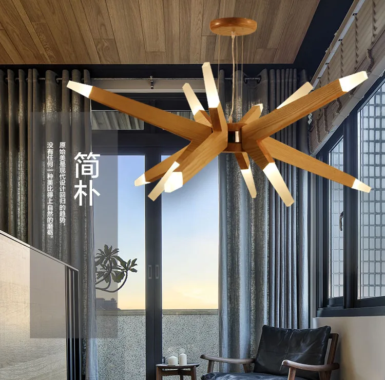 Modern decorative lighting wood art deco chandeliers pendant lights wooden designer pendant lamp