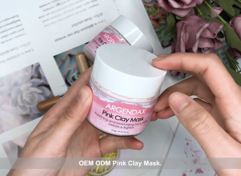skincare facial botanical powder pink color clay