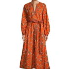 Dress Ladies Summer Fashion Floral Mexi Long Dress A Line Pleated Casual Female Dress For Ladies