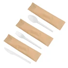 Paper Cutlery Biodegradable BPI Individually In Kraft Paper Food Grade PLA Disposable Knife Biodegradable Cutlery