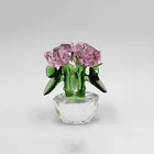 Rose Customized Luxury Quality Mini Craft Crystal Rose Flower With Crystal Base For Gift Giving