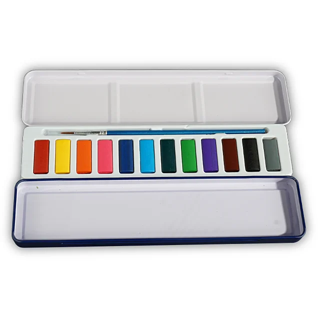 Professional Superior 12 Colors Solid Watercolors Paint Set With Watercolor Brush Pen