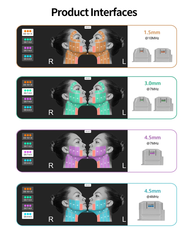 3rd Generation Ultra Lift HIFU Machine – Non-Surgical Face & Body Skin Tightening System 13 TECHNICAL SPECIFICATIONS <ul> <li>Power: 180W</li> <li>Voltage: 100V/110V/220V</li> <li>Screen Size: 18.5 inches touch screen</li> <li>HIfu Cartridges: ds10-1.5/ds10-1.5n/ds7-3.0n/ds7-3.0/ds4-4.5/ds7-4.5</li> <li>Cartridge Shots: 10,000 shots</li> <li>Dot distance: 1-2mm(Set unit 0.1mm)</li> <li>Frequency: 10MHz/7MHz/4MHZ</li> <li><span class="attr-name J-attr-name" title="HIFU Length" data-spm-anchor-id="a2700.wholesale.0.i34.67a066f4kJ6h3j">HIFU Length: </span>5.0~25mm 1mm/step</li> <li>Package Size: 55*54*37CM</li> <li>Package Weight: 21 kg</li> <li>ReturnPolicy: <b class="magic-5"><span style="color: #2196ed;">30 Days Money back guarantee</span></b> <a href="http://skintechx.com/refund_returns" data-sm="true">Return Policy</a></li> <li>ShippingDetails: <b class="magic-5"><span style="color: #2196ed;">FREE SHIPPING fast delivery</span></b> <a href="https://skintechx.com/shipping-policy" data-sm="true">Shipping policy</a></li> </ul> 3rd Generation Ultra Lift HIFU Machine – Non-Surgical Face & Body Skin Tightening System