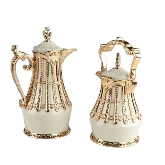 Arabic Coffee Pot Gold Silver Vacuum Flask Coffee Tea Pot