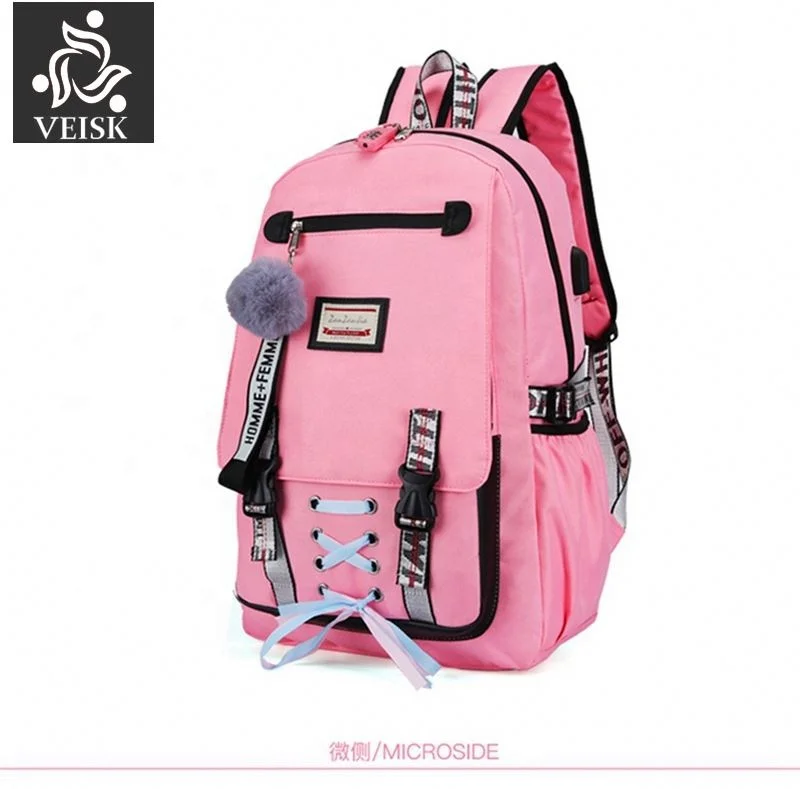 Canvas Women backpack Large school bags teenage girls usb with lock Anti theft 