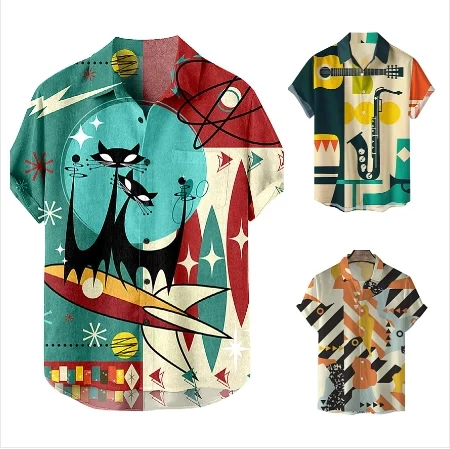 Custom Design Holiday Beach Wear Floral Printing short sleeve Viscose hawaiian Shirts For Men