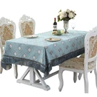 Decoration Satin Modern Design European Style Hand Embroidery Decoration Wedding Round Champagne Satin Tassel Tablecloth
