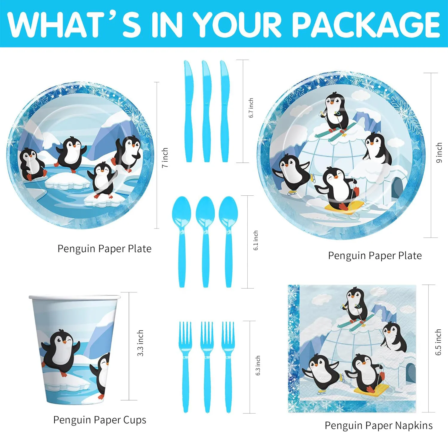 Penguin Theme Party Tableware Set Disposable Birthday Party Supplies Penguin Disposable Paper Plates And Cups