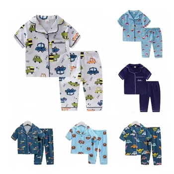 Kids Dinosaur Pajamas Boys Girls Summer Children's Pajamas Sets Child Short Pyjamas Boys Cotton Pijamas Home Wear