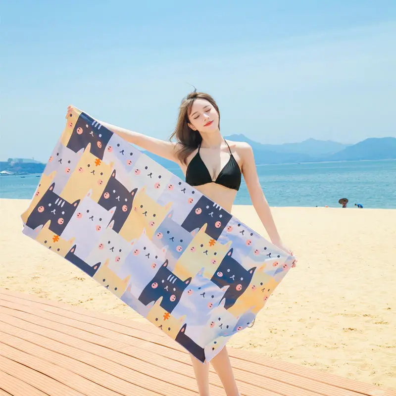 Factory Price Custom Sublimation Printing Microfiber Sand Free Cartoon Cute Beach Towel