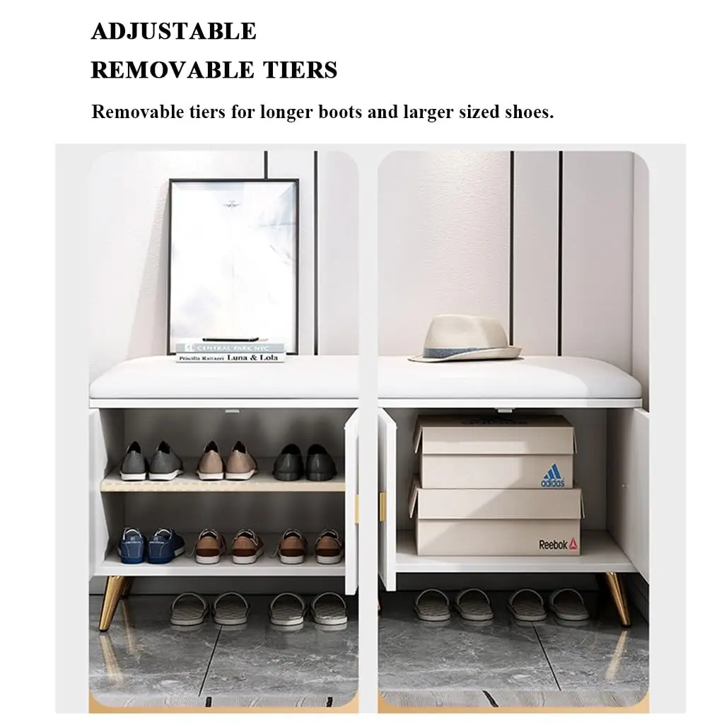 Magnetic Door Entryway Adjustable Shelves Retro Shoe Storage Cabinet bench with seat