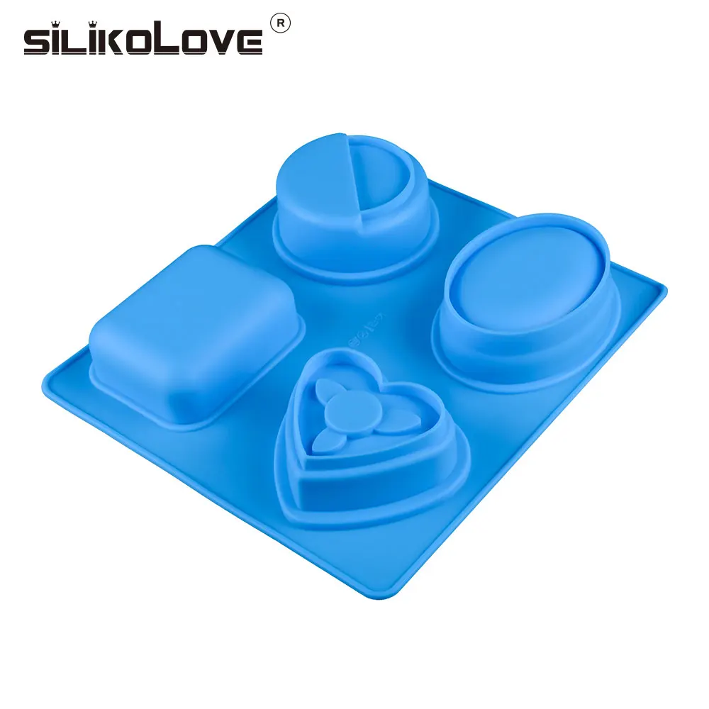 Easy To Demoulding Rectangle Round Flower Debossed Silicon Soap Mold