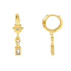 Jewellery Cz Gemnel Fashion Women Jewellery 925 Sterling Silver CZ Starburst X Baguette Huggie Earrings