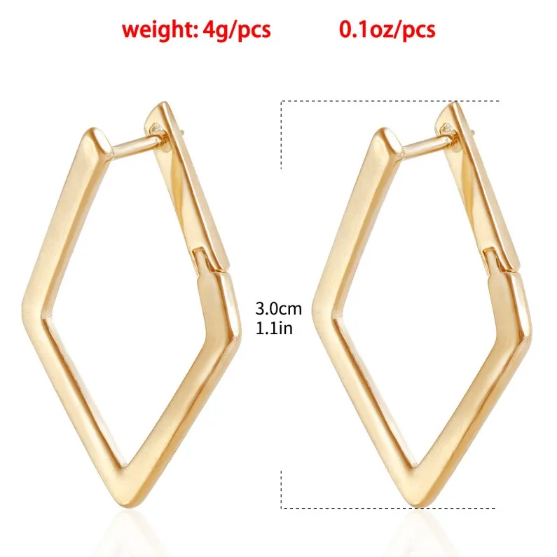 Hot Sale 2025 New Design Simple and niche diamond-shaped 18K PVD Gold Plated Earrings for Women
