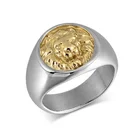 Ring High Quality Fashion Jewelry 316L Stainless Steel Matte Black Ring Gold Fleur-de-lis Pattern Mens Ring