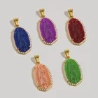 Stone Pendants Religious Natural Stone Colorful Virgin Mary Zircon Pendants For Necklace Jewelry Making