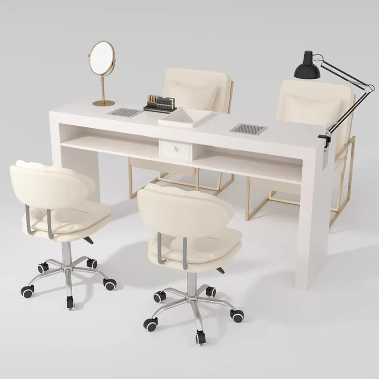 Modern Nordic Nail Table Salon Nail Furniture Marble Nail Table and Chair High Power Vacuum Cleaner