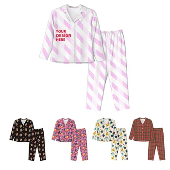 2024 wholesale High Quality  Fashionable Custom loungewear sleepwear homewear cherry Print Shirt Long Pants Pajama Set