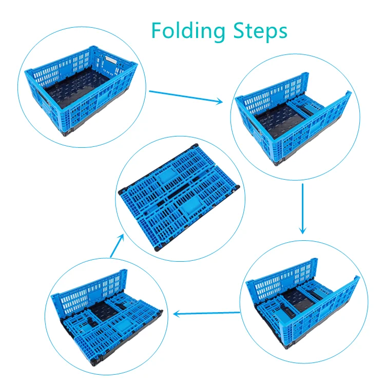 Manufacturer hot sale logistics plastic foldable crate for vegetables and fruit supplier