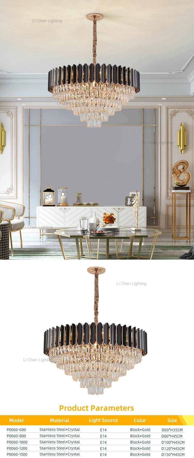 p0060 modern design residential living room bedroom decoration crystal luxury led pendant lamp -1