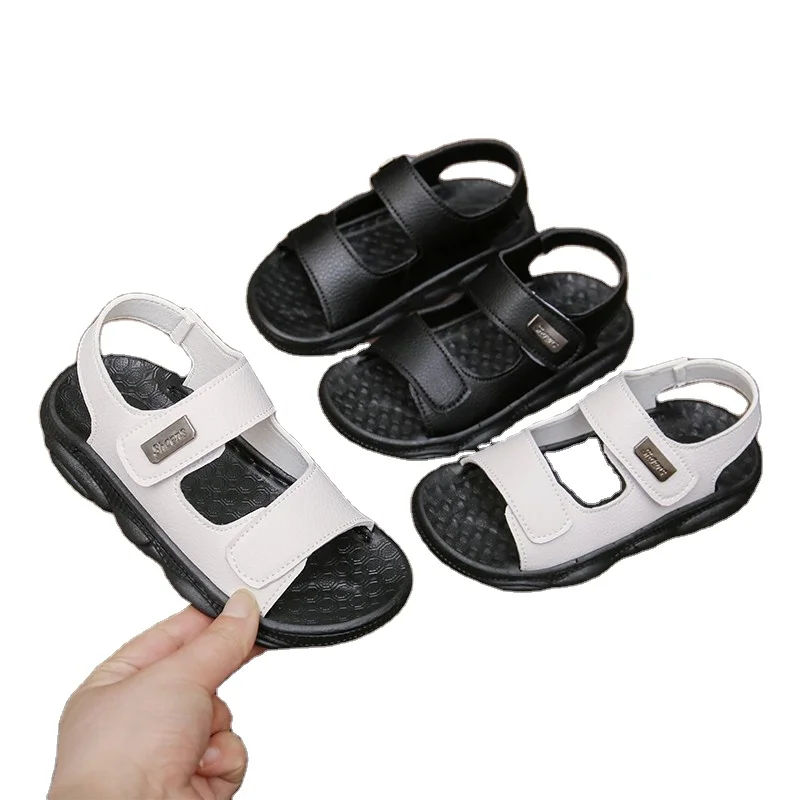 Hot Selling Summer Beach Sandals  PU Leather Open Toe  Platform Anti-Slip Sandals for Kids