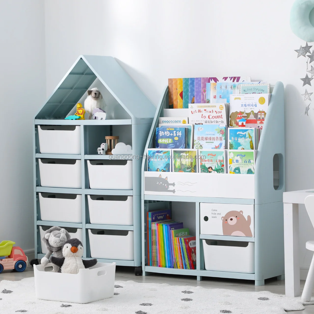 Kindergarten Furniture Sets Toy Shelf Book Shelves Organizer Kids Bedroom Teen Storage Box Rack Plastic Children Cabinets