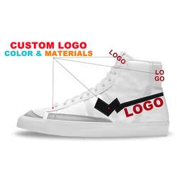 Custom Logo Wholesale New Design Private Label Blank Hightop Colorful White Blazeres Mid Women Casual Canvas Trendy Shoe Men