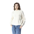 Long Top Woman Sweater Loose Long Sleeve Crop Top Crew Neck Ribbed Pointelle Knit Winter Knitted Pullover