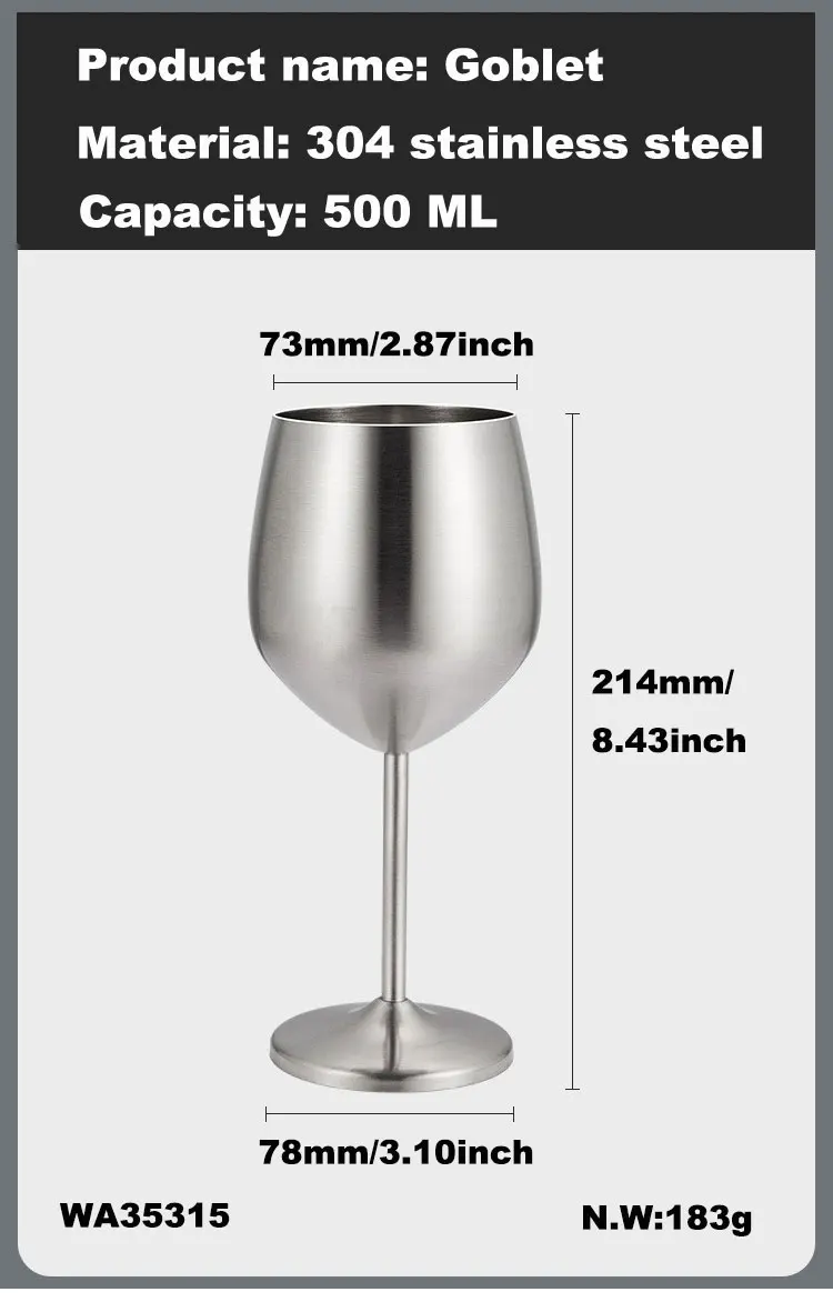 Edelstahl Rotwein Glas Tasse