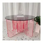 Table Glass Custom Round Acrylic Coffee Table Clear Acrylic End Table Fancy Modern Acrylic Center Table With Glass Top