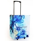 Box Show Advertising Bag Square Carton With Handle Foldable Cardboard POP Trolley Wheel Box Paper Trade Show Green Customized Jiechuang
