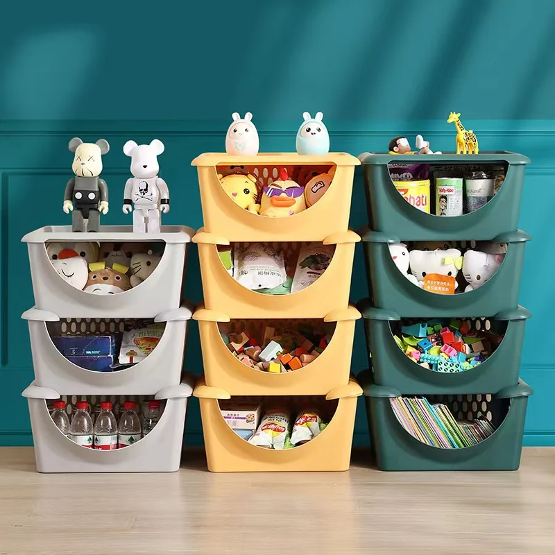 Big Capacity 4 Tiers Household Sundries Organizer Kids Toy Storage Box Plastic Stackable Storage Bins