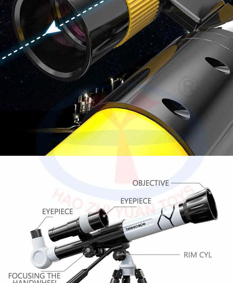 Trépied ajustable pour enfants, jouet, télescope à fort grossissement, astronomie, scientifique des enfants