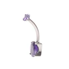 Purple Oval G23 Titanium Internally Threaded Prong Set Purple Oval Shape Belly Rings Button