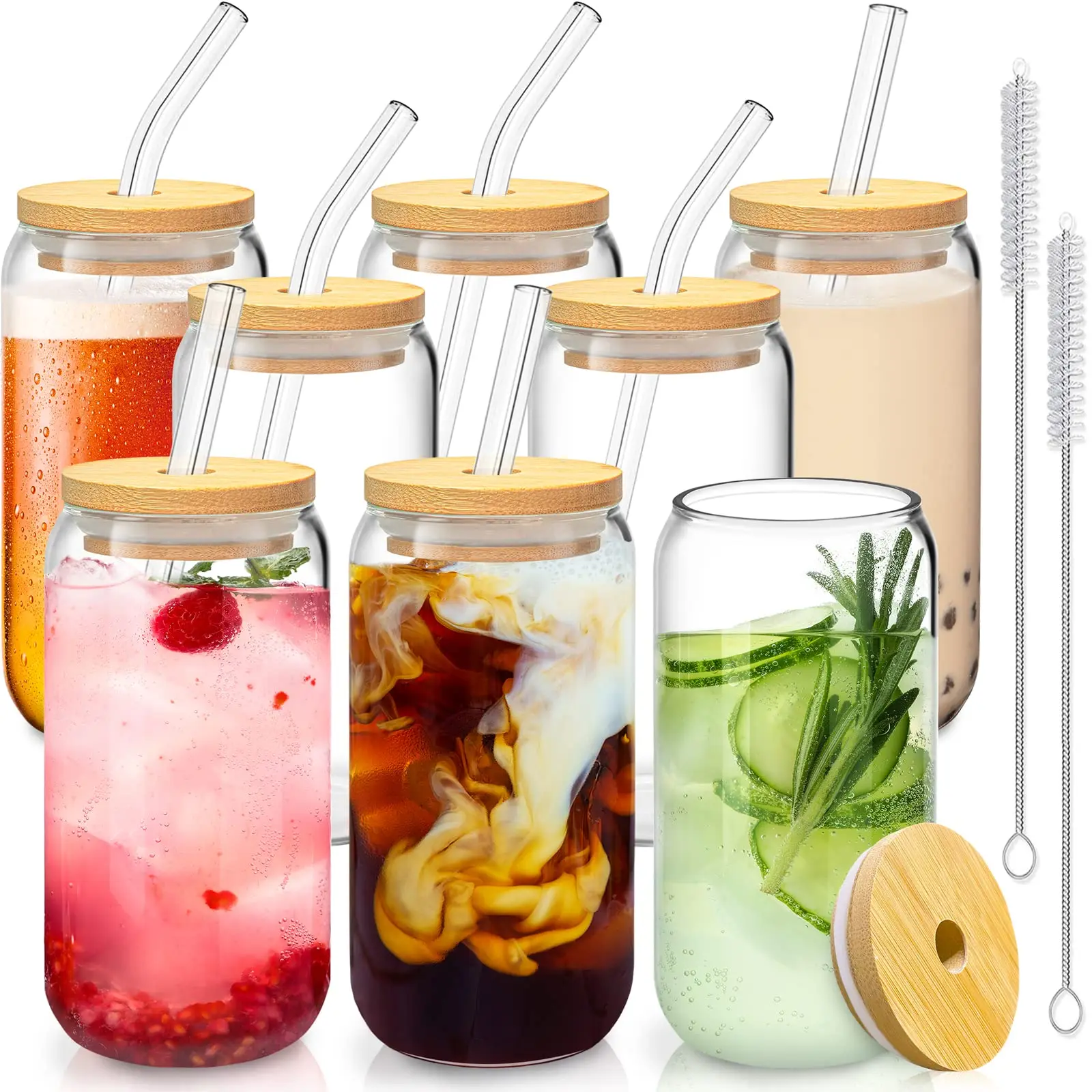 Top Selling Sellers 16OZ Sublimation Drinking Glass Iced Straw Tea Beer Boba Soda Can Tumbler Cup with Lid and Straw