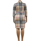 Clothes Hot Sale Clothes Woman Big Size Slim Check Plus Size Casual Dresses